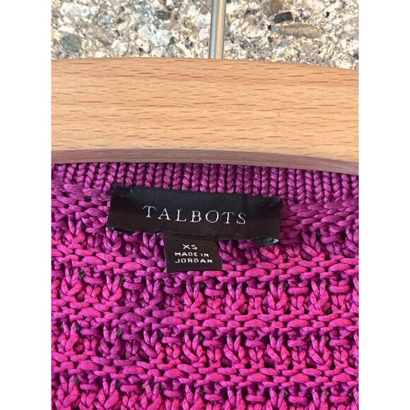 Talbots Womens XS Fuchsia Crochet Knit Cardigan With Gold Button Closure & Front - Picture 3 of 10